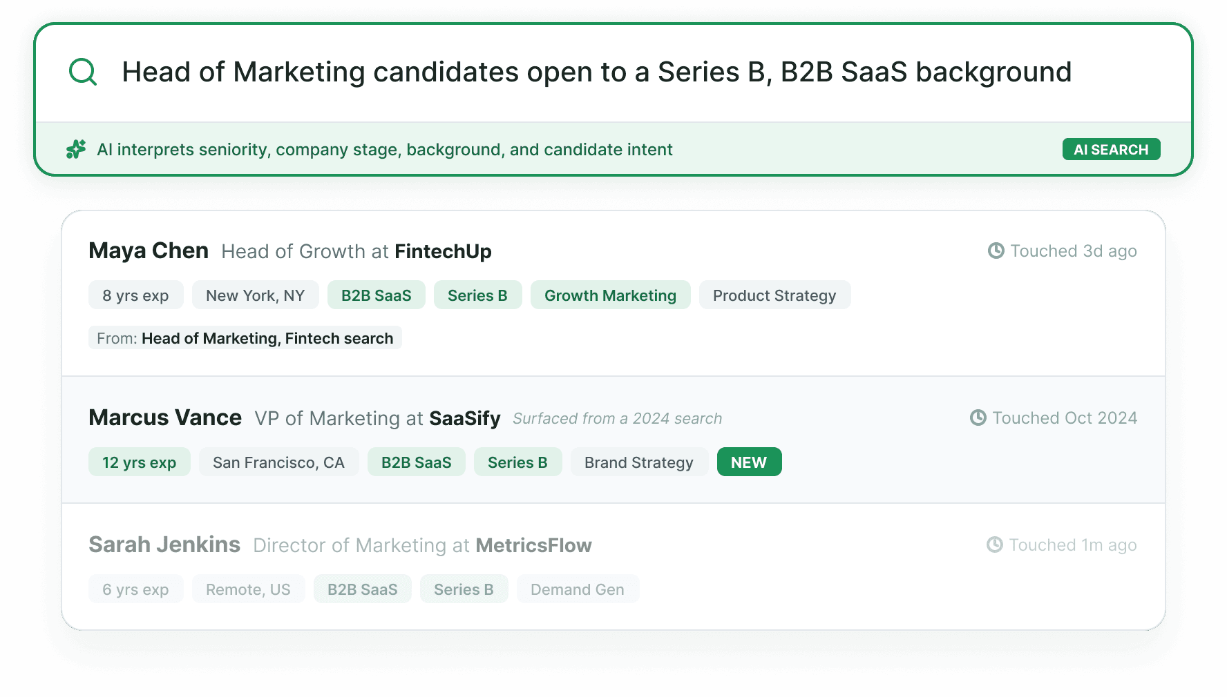 AI search across a candidate database
