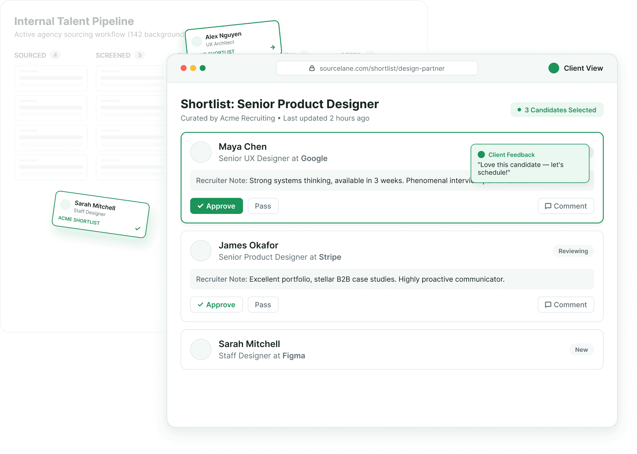 Client-facing portal showing live job progress